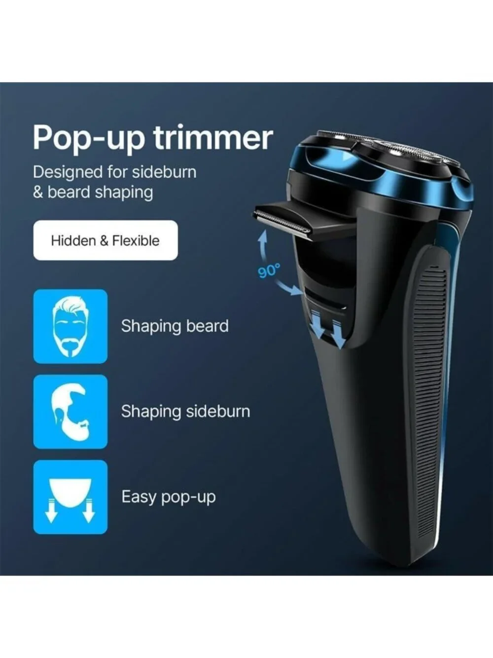 4D Floating Head Electric Razor for Men, Waterproof Rotary Shaver with LCD